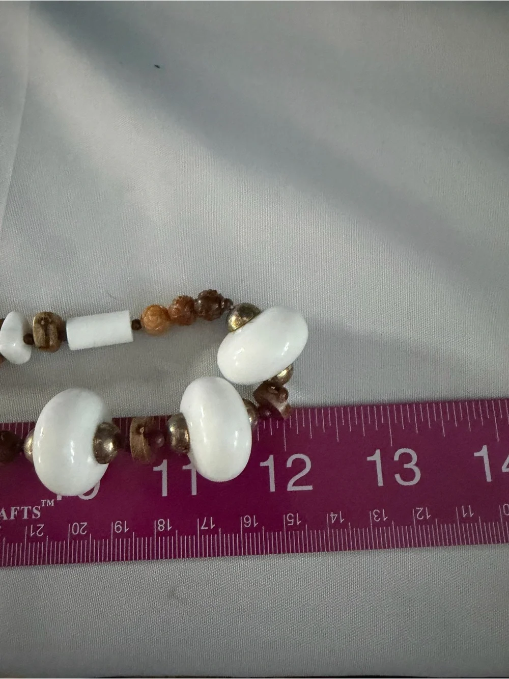 Vintage Women's White and Brown Beaded Statement Necklace - Picture 4 of 4